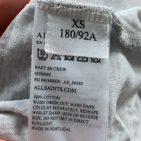 All Saints Raft SS Crew Short Sleeve Cotton T-Shirt - Picture 7 of 9